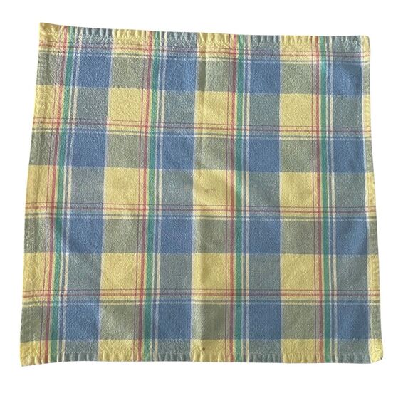 Lot of 4 Fiesta Cloth Napkins Pastel Plaid  17.5" x  16.5" Cotton Dining - Picture 2 of 6
